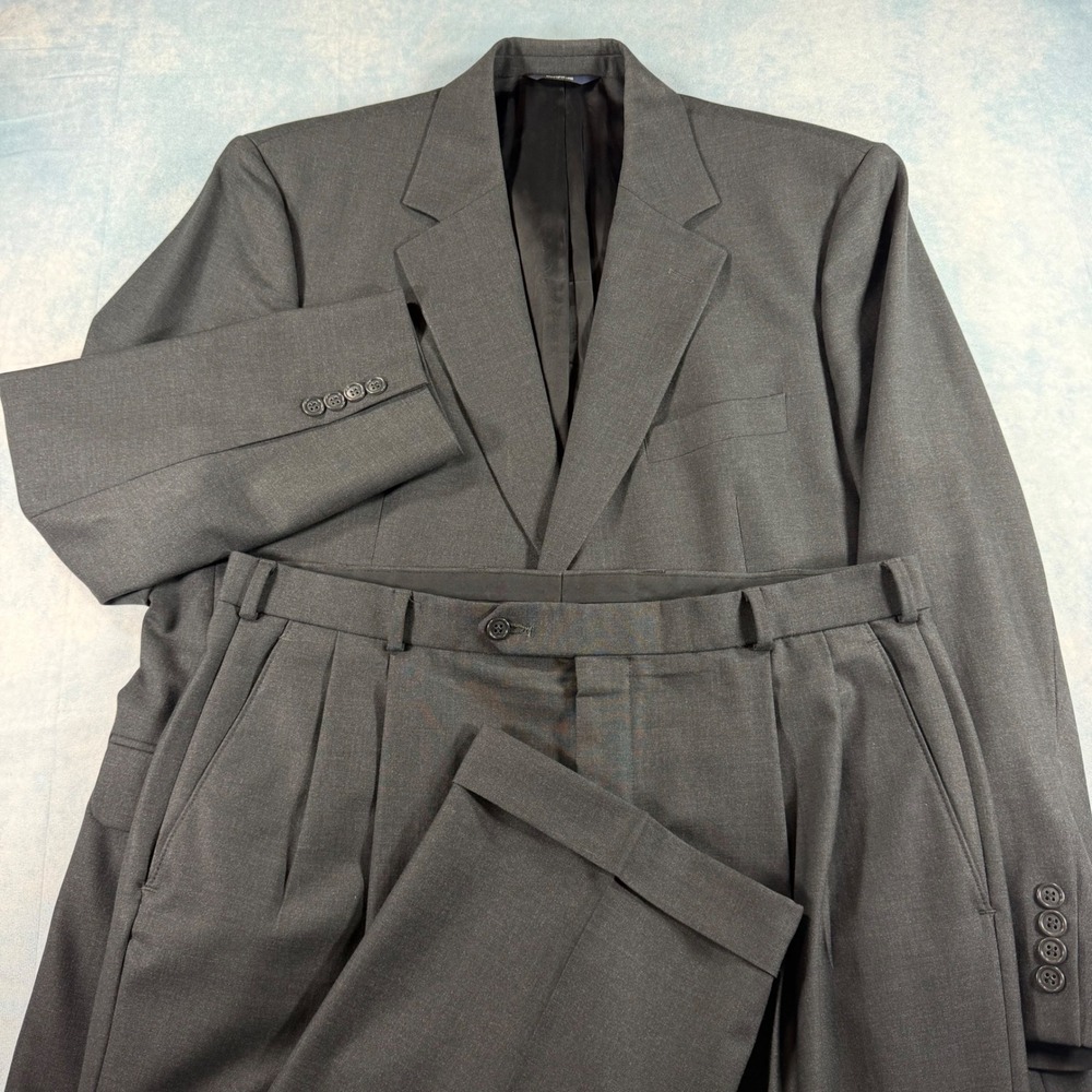 Brooks Brothers 346 Stretch Suit Mens 44S 36x30 Gray 2 Piece Stretch Wool Blend